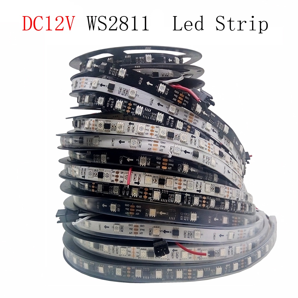 5m DC12V WS2811 5050 RGB แอดเดรส Led พิกเซล Strip Light สี Led Strip ริบบิ้นยืดหยุ่นดิจิตอล Led เทป 1 Ic ควบคุม 3