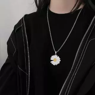 สร้อยคอโซ่ ประดับจี้ดอกเดซี่ แฟชั่นสไตล์ฮิปฮอป