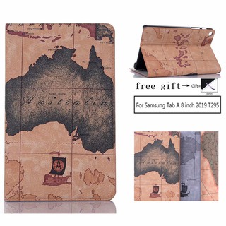 เคสฝาพับลายแผนที่สําหรับ Samsung Galaxy Tab A 8 . 0 2019 Sm - T290 T295