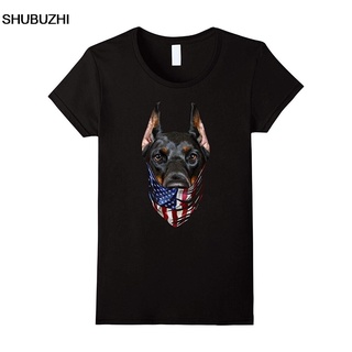 ขายดี!เสื้อยืดคอกลม ผ้าฝ้าย พิมพ์ลายสุนัข Doberman In Usa America Bandana แฟชั่นสําหรับผู้ชายS-5XL