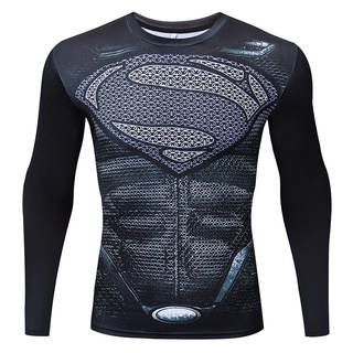 Mens Training Compression Shirt 3D Printed T-shirts Quick Dry Running Tights Long Sleeve Sportswear