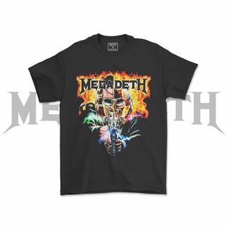 คอลูกเรือเสื้อยืดคอกลมเสื้อเชิ้ต Megadeth Band V2 สีดํา สําหรับผู้ชาย และผู้หญิงผ้าฝ้ายแท้