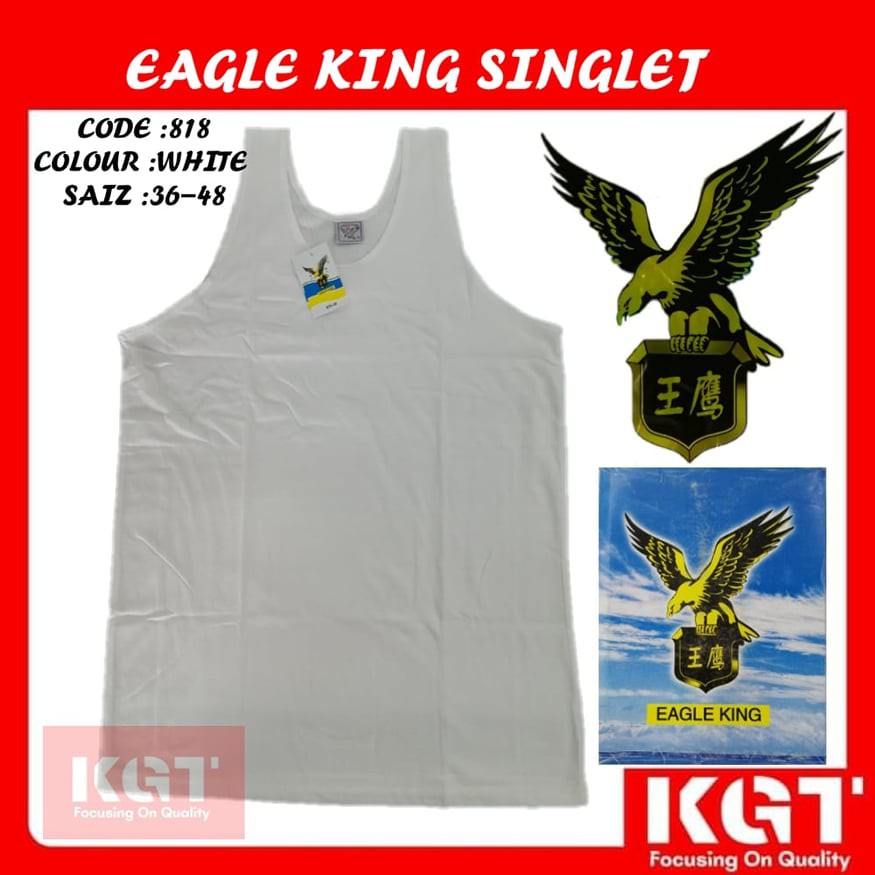 SINGLET PAGODA EAGLE KING SINGLET PUTIH LELAKI 818 KAIN COTTON BAJU DALAM KAIN SEJUK