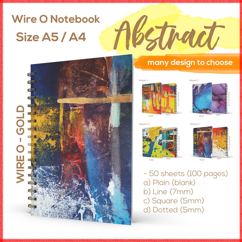 สมุดบันทึก Sketchbook Planner Line Square Dot Dot Plain Wire-O Book Abstract 9