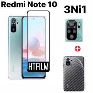 ฟิล์มกระจกกาวเต็มจอ Xiaomi Redmi Note10/Redmi Note10Pro/Redmi Note10/5G/Redmi Note10S 3in1เลนส์กล้อง+ฟิล์มหน้า+ฟิล์มหลัง