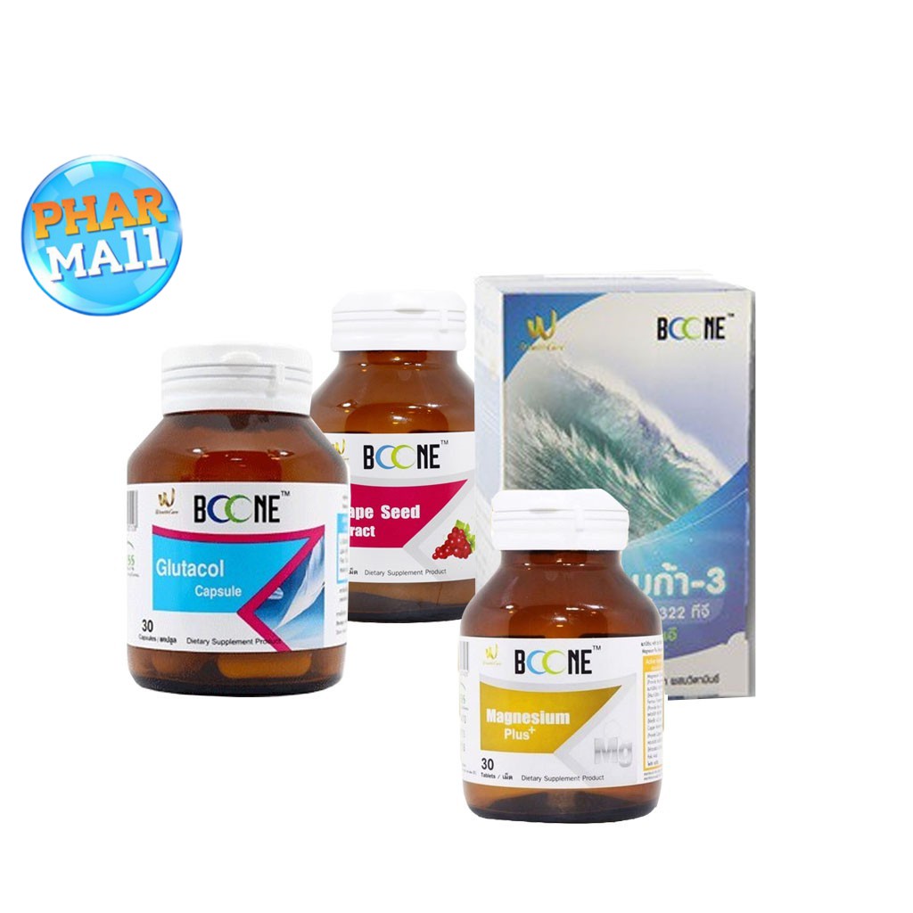 Boone Grape Seed Extract 30 Tabs,BOONE OMEGA-3 + FISH OIL & VIT E 60 'S,GLUTACOL,MAGNESIUM PLUS