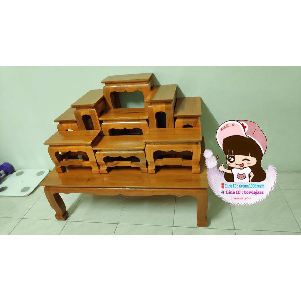 โต๊ะหมู่บูชา ไม้สักแพร่ หน้า 5 ชุด 9