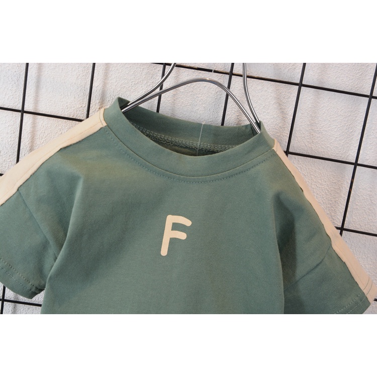 ชุดเสื้อยืด กางเกงขาสั้น ผ้าฝ้าย 100% แฟชั่นฤดูร้อน สําหรับเด็กผู้ชาย 2 ชิ้น ต่อชุด - รูปที่ 3