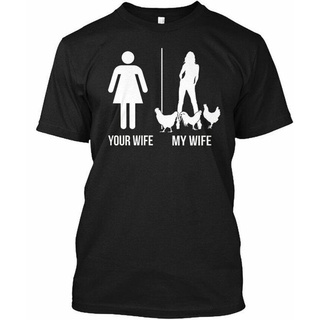 [S-5XL]เสื้อยืด พิมพ์ลาย Your Wife My Chicken Lady Farmer-Tee สําหรับผู้หญิง