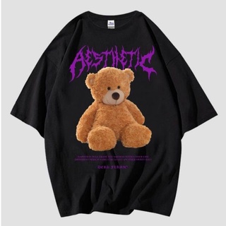 เสื้อยืดผ้าฝ้ายTedy bear 2 AESTHETIC เสื้อยืดโอเวอร์ไซซ์ พรีเมี่ยม เสื้อยืดหมีเท็ดดี้ ลูกสุนัขฟลัปปี้ ขนาดใหญ่ เสื้อยืดว