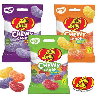 Jelly Belly Chewy Candy Sour เจลลี่ เบลลี่ ชูวี่ แคนดี้ ซาวด์ มี 3 รสชาติ (Grape/Orange-Lemon/Sour)