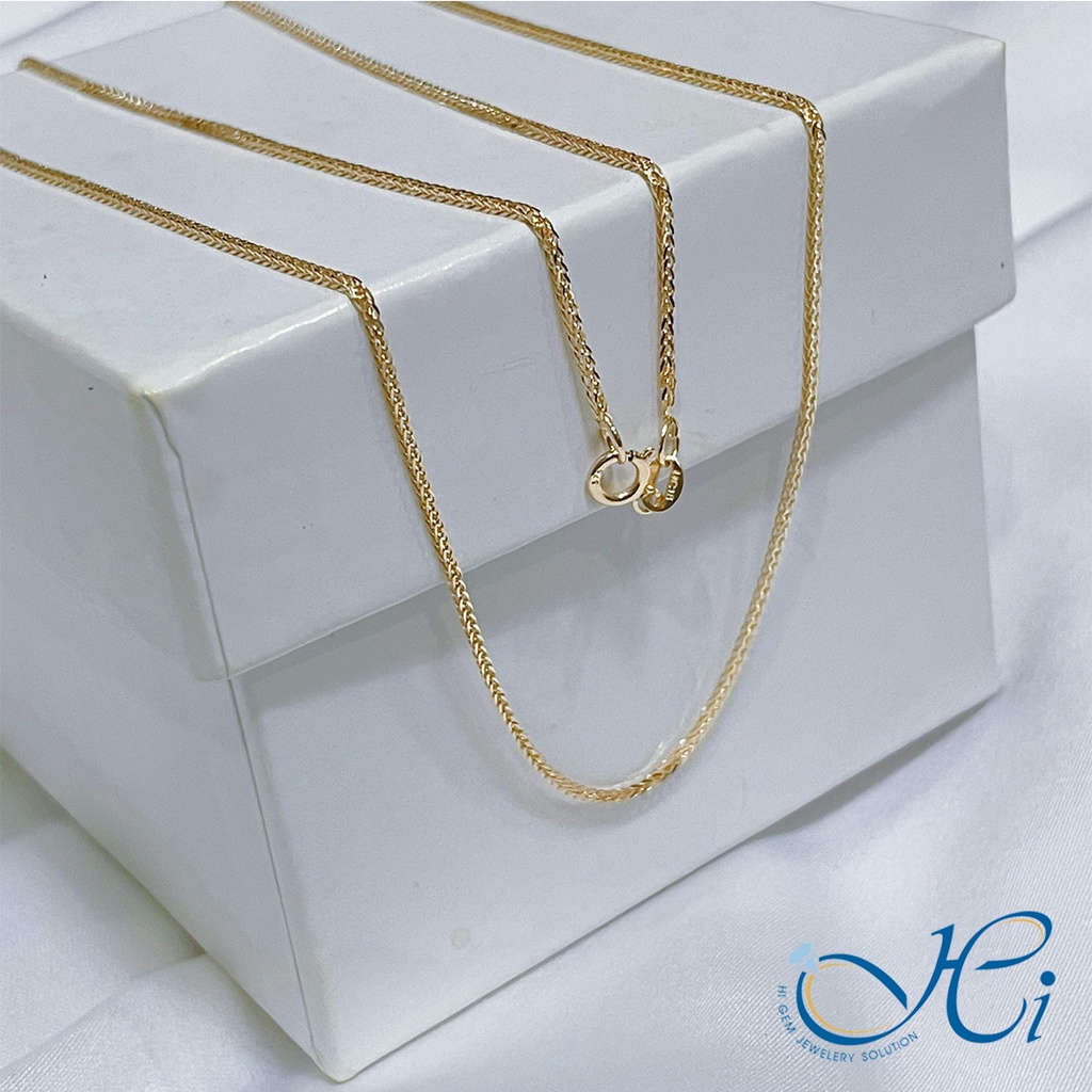สร้อยคอ สร้อยคอแฟชั่น ตะขอก้ามปู ทองคำแท้ ทอง9k Italy (37.5%) ลายสี่เสา (สีทอง) มีใบรับประกันจากทางร้าน HIGEM