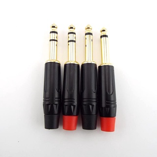 2 Pole Mono / 3 Pole Stereo Jack 6.35มม.Gold-Plated 6.5มม.1/4 นิ้วปลั๊กเชื่อมต่อสายเคเบิ้ลไมโครโฟน