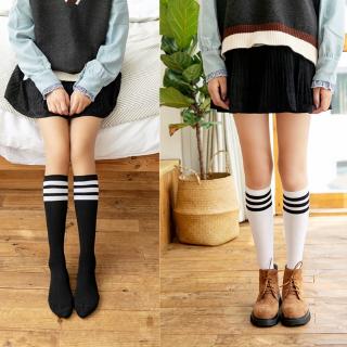 Korean Style Long Women Cotton Knee Socks Girl Student Cos Play Socks JK Striped Cotton Socks Winter Hip Hop Warm Knee Socks Harajuku White Socks