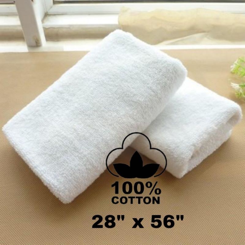28"x56" Luxury Hotel & Spa ผ้าเช็ดตัว Cotton White