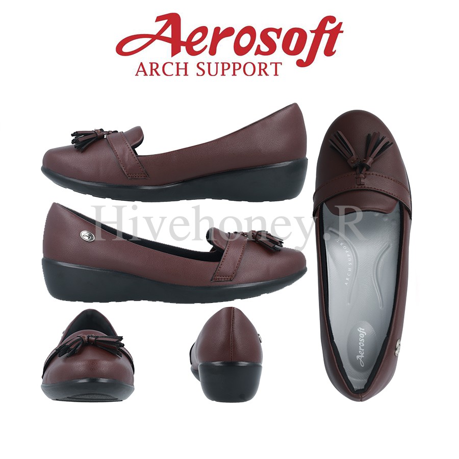☁️CW3132☁️ รองเท้าคัทชูเพื่อสุขภาพ aerosoft arch support(แอโร่ซอฟ)