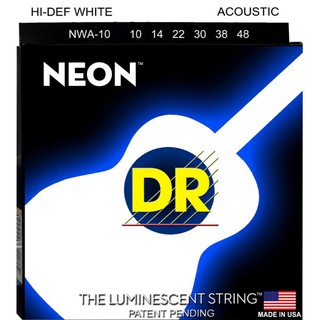 สายกีต้าร์โปร่งเคลือบเรืองแสงสีขาว DR Strings รุ่น NEON™ White Coated Acoustic Guitar Extra Light