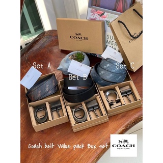 💕Co ach belt Value pack Box set