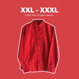 XXL,XXXL เสื้อเชิ้ต แขนยาว บิ๊กไซส์ สีแดง