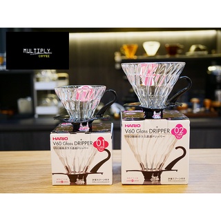 *สินค้าพร้อมส่งจากไทย* HARIO V60 Glass Coffee Dripper ‎ขนาด 01 และ 02 ดริปแก้วใส Made in Japan