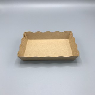 ถาดกระดาษใส่อาหาร กระดาษคราฟท์น้ำตาล ขนาด10x15x3ซม. (แพค100ใบ) 1399