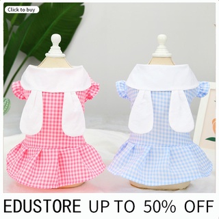 Edustore เสื้อผ้าสัตว์เลี้ยง ผ้าโพลีเอสเตอร์ ลายตาราง ระบายอากาศ สวยหรู สําหรับทุกวัน