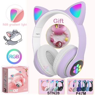 Wireless Bluetooth Headphone For Kids Adjustable Cat Ear Headset With Mic Earphone Boy Girl Gift