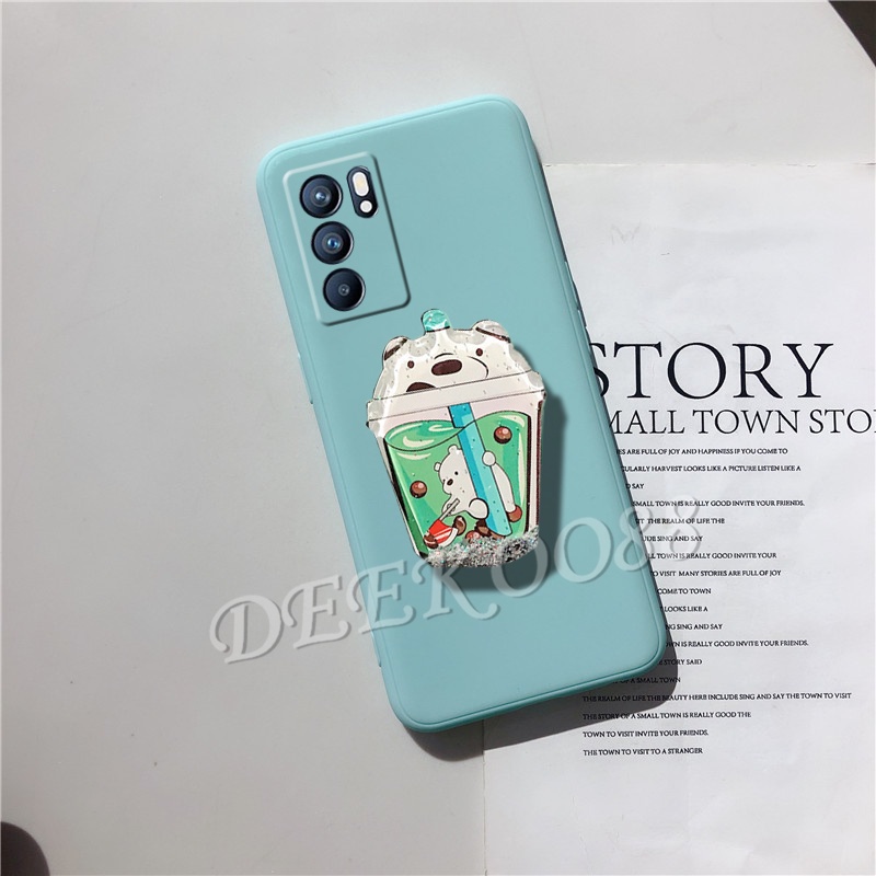 In Stock New เคสโทรศัพท์ OPPO Reno6 Z 5G / Reno6 5G Phone Case with Cute Cartoon Lovely Water Bracket Softcase TPU Silicone Back Cover With Stand Holder เคสโทรศัพท์ OPPO Reno 6 6Z 5G Casing