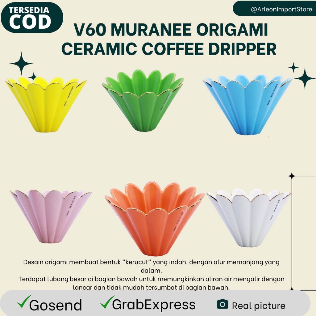 Dripper V60 Origami & Flower Ceramic Muranee Coffee Dripper Ceramic 1-2 Cups