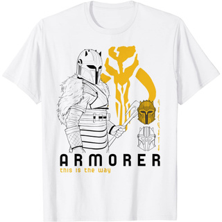 T-shirt  เสื้อยืดแขนสั้นลําลอง ผ้าฝ้าย ระบายอากาศได้ดี พิมพ์ลาย Star Wars The Mandalorian Armorer Line สําหรับผู้ชายS-5X