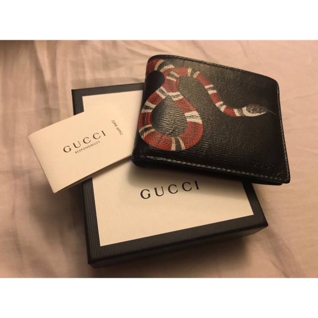 kingsnake print leather wallet