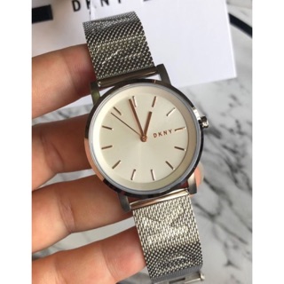 (ผ่อน0%) นาฬิกา DKNY Soho Silver Dial Steel Mesh Ladies Watch NY2620 สายสแตนเลส สีเงิน 34 มม.