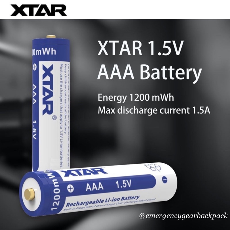 XTAR 1.5V AAA 1200mWh/750mAh Li-ion Rechargeable Battery (Pack 4)