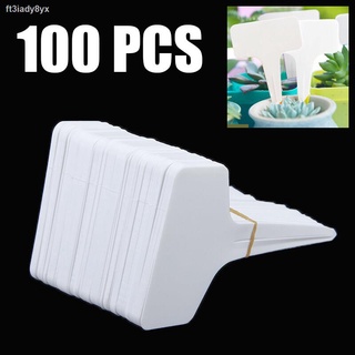 Idelah100Pcs Plastic Plant T-type Tags Markers Nursery Gardening Labels Set New (White)