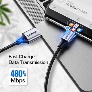 UGREEN สายชาร์จเร็ว USB Type C 3A Fast Charge & Data Cable สายชาร์จไนลอน Type C รุ่น US288