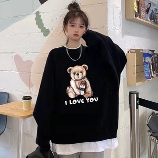 【Sweatshirt Oversized】เสื้อกันหนาว แขนยาว แบบบาง พลัสไซซ์ สไตล์เกาหลี สําหรับผู้หญิง (45-150 กก.)