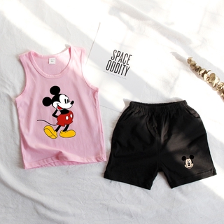 เสื้อกล้ามผ้าฝ้ายพิมพ์ลายการ์ตูน Mickey Mouse กางเกงสําหรับเด็ก 0-10 ปี 8 สี