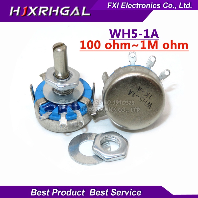 2pcs WH5-1A 1k 2k 10k 47k 4k7 470r 100k 470k 220k 1k5 22k 1m โอห์ม 3-Terminals รอบเพลาโรตารี Taper ค