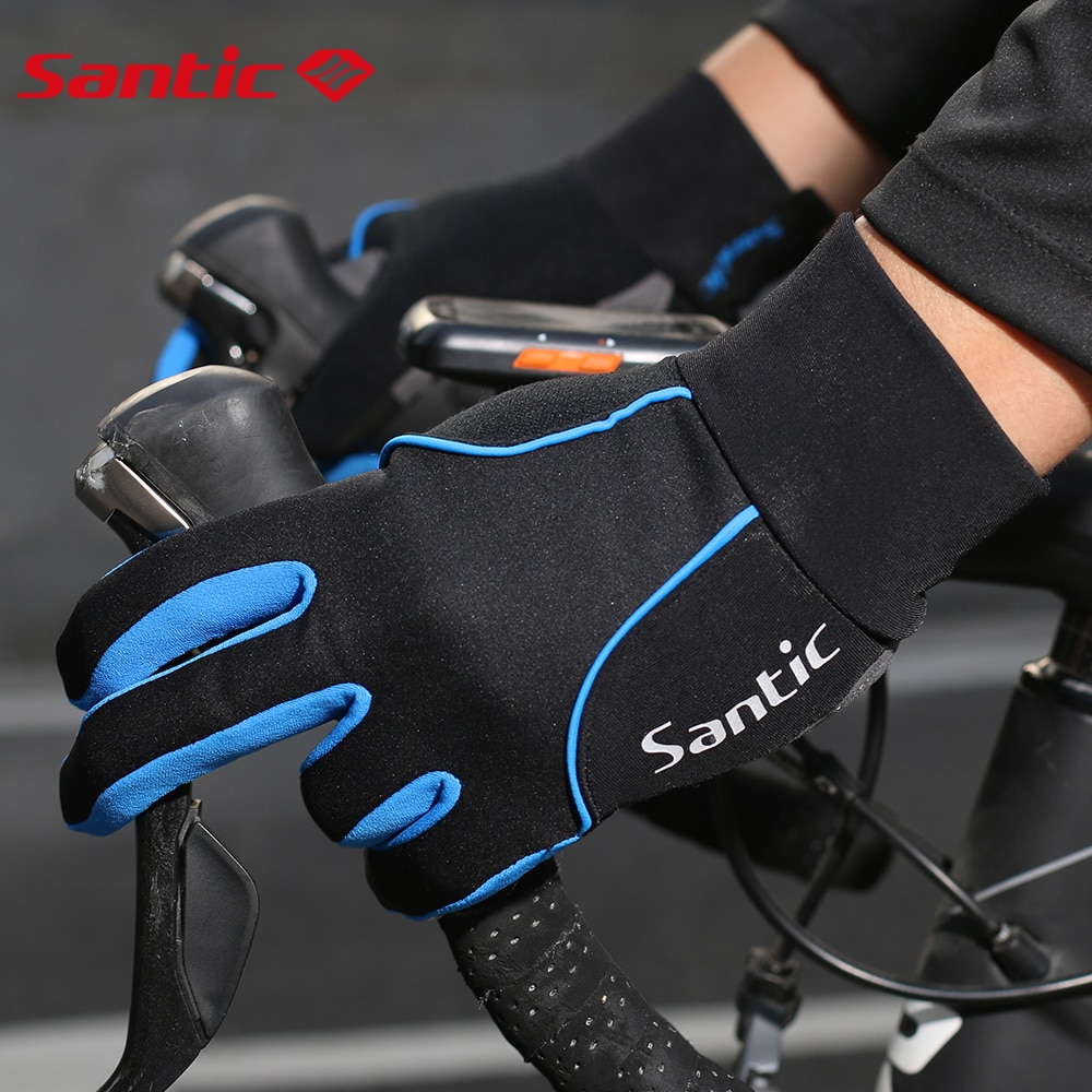 Santic Cycling Gloves Windproof Bike Bicycle Motorcycle Gloves Gel Pads Touch Screen for Women and Men 