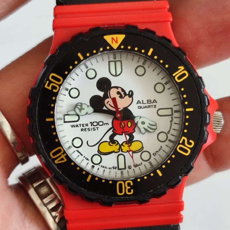 นาฬิกา Vintage Alba ดำน้ำ Mickey Mouse 1983 มือสองของแท้ ระบบ Quartz