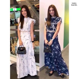 TW3345 Maxi Dress แขนกุด