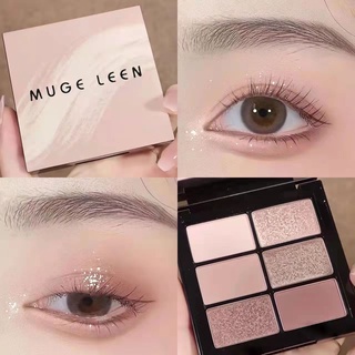 Muge LEEN พาเลตต์อายแชโดว์ ชิมเมอร์ เนื้อแมตต์ 6 สี สําหรับแต่งหน้า