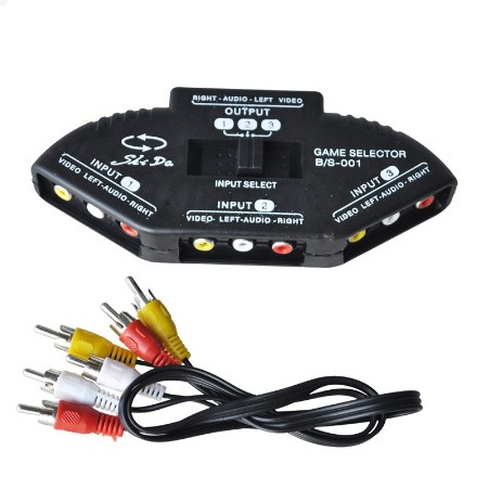 RCA Switch Selector 3-In-One Port Switch Box AV Audio / Video Cable Splitter