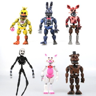 ตุ๊กตาฟิกเกอร์ Five Nights At Freddys Fnaf Foxy Bonnie Bear ของเล่นสําหรับเด็ก 6 ชิ้น