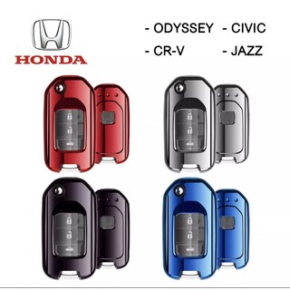 King-carmate เคสกุญแจรีโมทรถยนต์ ปลอกกุญแจ honda civic crv jazz มีสี แดง ดำ ฟ้า เงิน