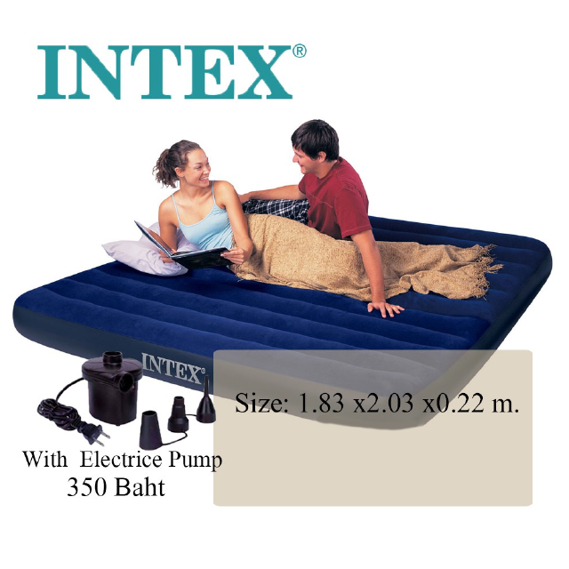 Intex ที่นอนเป่าลมสีฟ้า 6 ฟุต แถม สูบไฟฟ้า 68755/64755