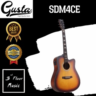 (มีของแถมพิเศษ) Gusta SDM4CE กีต้าร์โปร่ง/โปร่งไฟฟ้า 3rd Floor Music