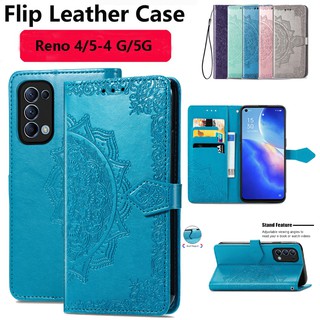 เคสโทรศัพท์กันกระแทก เคสหนังฝาพับ มีช่องใส่บัตร สําหรับ Oppo Reno 4 5 Pro 4G 5G Reno5 Reno4