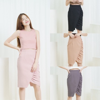 กระโปรงทรงสอบผ่าหลัง แต่งพอง (Dress Purpose) DS003