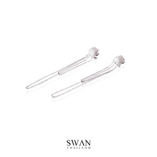 SWAN - Earring Chain Series ต่างหูโซ่ยาว เงินแท้ ฝังเพชรคิวบิกเซอร์โคเนีย cubic zirconia